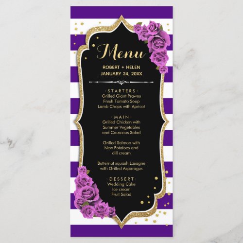 Black Purple Gold Menu Card