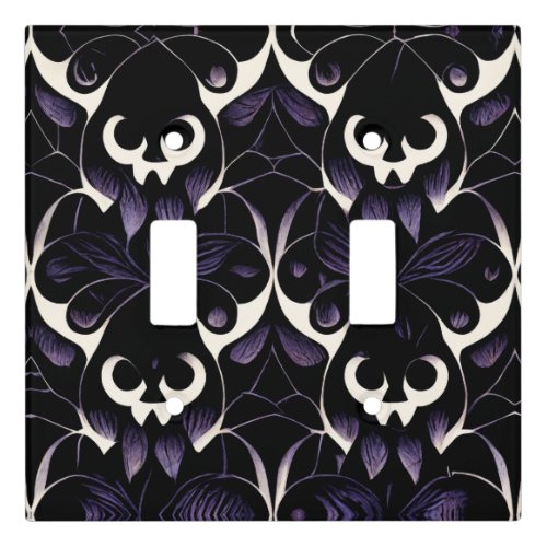 Black  Purple Goth Pattern 2 Light Switch Cover