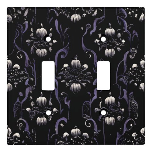 Black  Purple Goth Pattern 5 Light Switch Cover