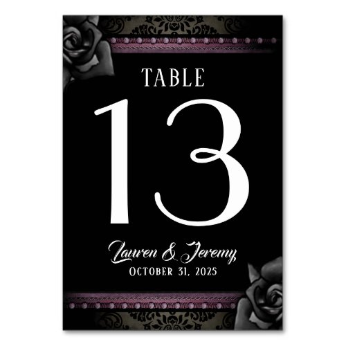 Black  Purple Gothic Matching Wedding Table Cards