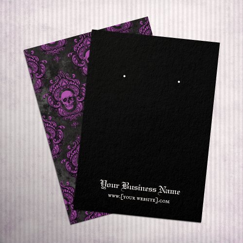 Black Purple Gothic Skulls Halloween Earring Card