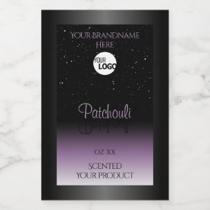 Black Purple Gradient Product Labels Glitter Logo