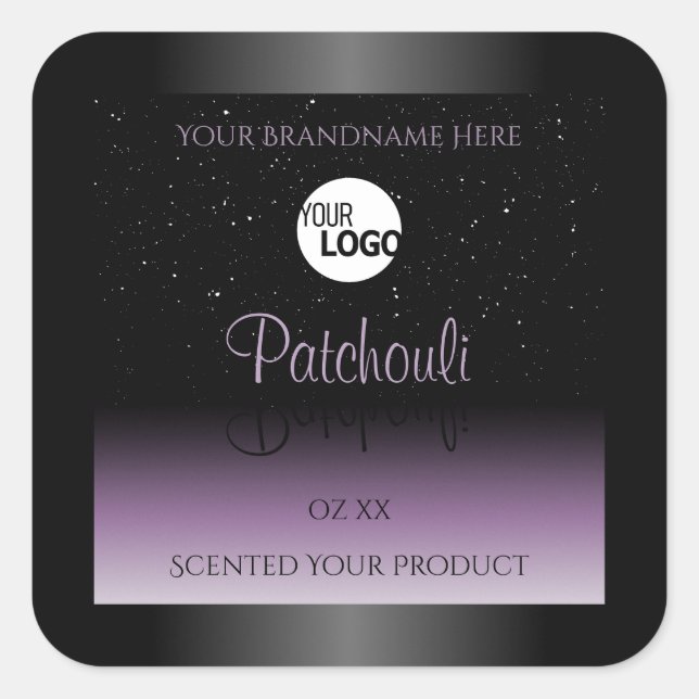 Black Purple Gradient Product Labels Glitter Logo (Front)