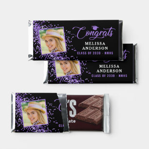 Black Purple Graduate Photo Personalize Graduation Hershey Bar Favors