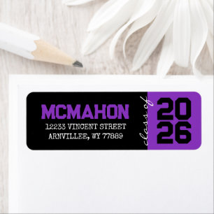 Black & Purple Graduation Return Address Labels