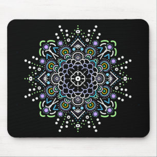 Black, Purple, Green and Blue Mandala Mouse Pad