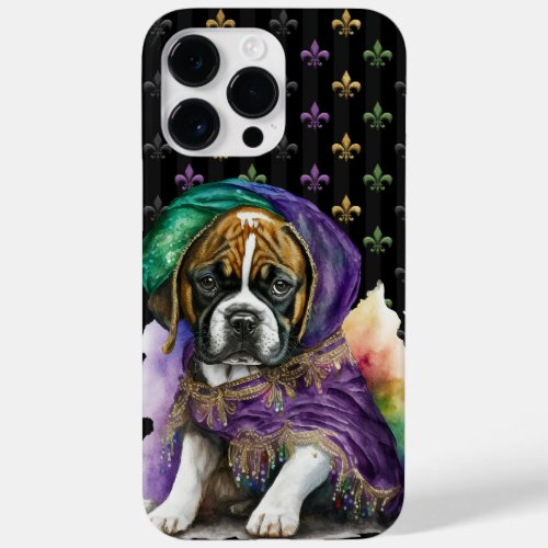 BLACK PURPLE GREEN GOLD MARDI GRAS PUPPY DOG Case_Mate iPhone 14 PRO MAX CASE