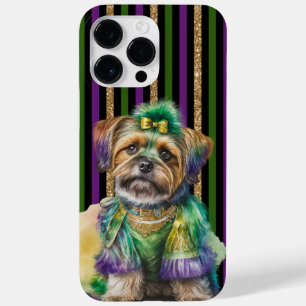 BLACK PURPLE GREEN GOLD MARDI GRAS PUPPY DOG Case-Mate iPhone 14 PRO MAX CASE