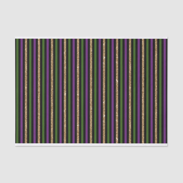 BLACK PURPLE GREEN GOLD MARDI GRAS STRIPES TISSUE PAPER (Front)
