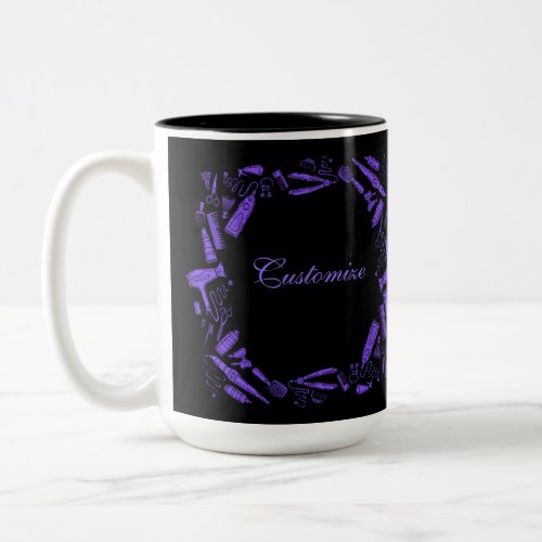 Black  Purple Hair Stylist Two_Tone Coffee Mug