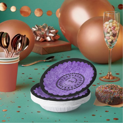 BlackPurple Halloween Iconic Silhouette Circles Paper Bowls