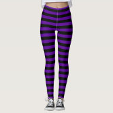 Purple Black Vertical Stripe Halloween Leggings