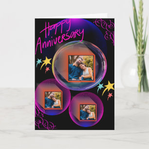 Black Purple Happy Anniversary Daughter & Husband Card