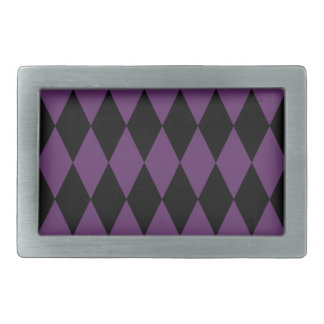 Black Purple Harlequin Pattern Rectangular Belt Buckle