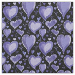 Black Purple Hearts Pattern Drawing Fabric