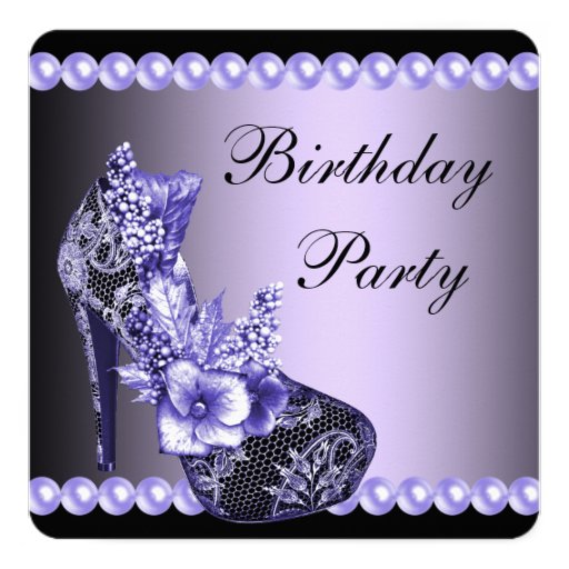 Black Purple High Heels Shoes Birthday Party Card | Zazzle