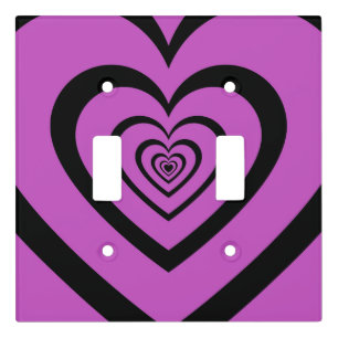 Black Purple Hypnotic Heart Love Pattern Light Switch Cover