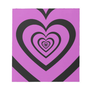Black Purple Hypnotic Heart Love Pattern Notepad
