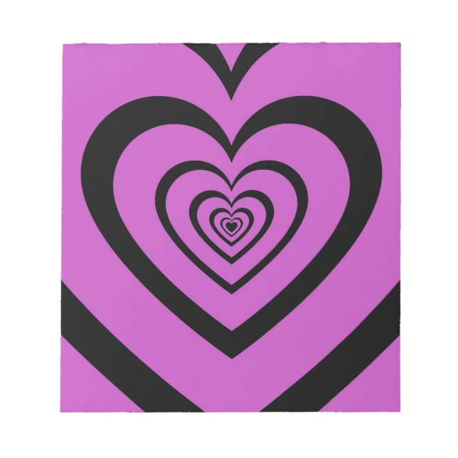 Black Purple Hypnotic Heart Love Pattern Notepad (Front)