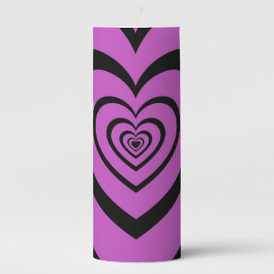 Black Purple Hypnotic Heart Love Pattern Pillar Candle