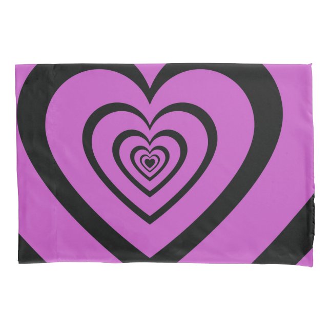 Black Purple Hypnotic Heart Love Pattern Pillow Case (Front)
