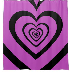 Black Purple Hypnotic Heart Love Pattern Shower Curtain