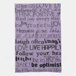 Black Purple Inspirational Words Kitchen Towel
