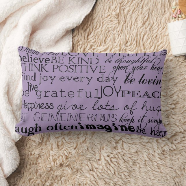 Black Purple Inspirational Words Lumbar Pillow (Blanket)