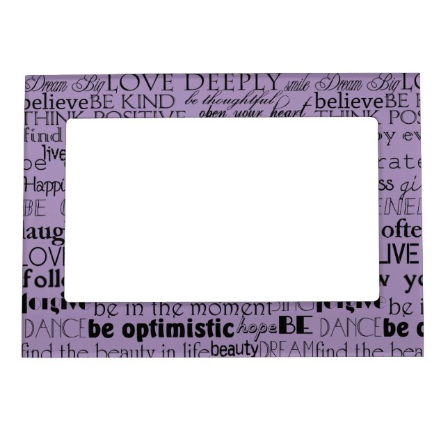 Black Purple Inspirational Words Magnetic Frame (Front)