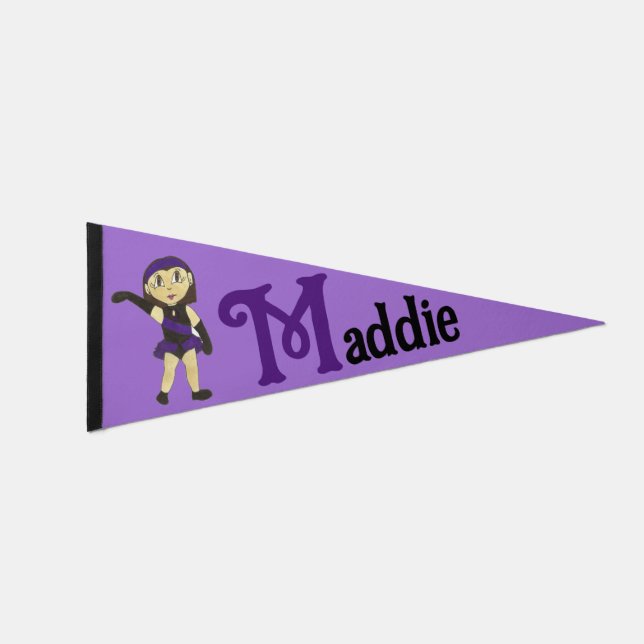Black Purple Jazz Dance Recital Dance Costume Girl Pennant Flag (Front)