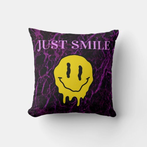 Black  Purple Just Smile Pillow