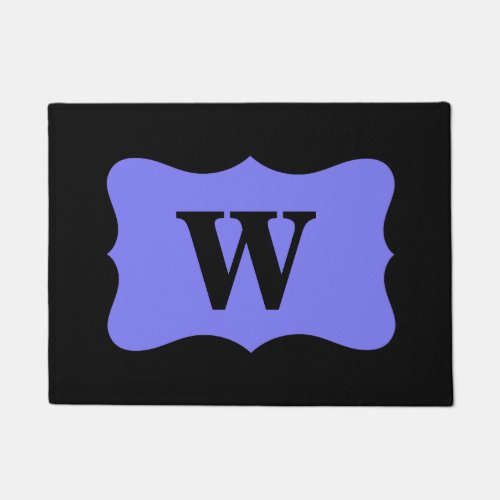 Black Purple Lavender Monogram Initial Custom Doormat