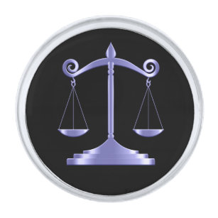 Black & Purple   Lawyer - Scales of Justice  Silver Finish Lapel Pin