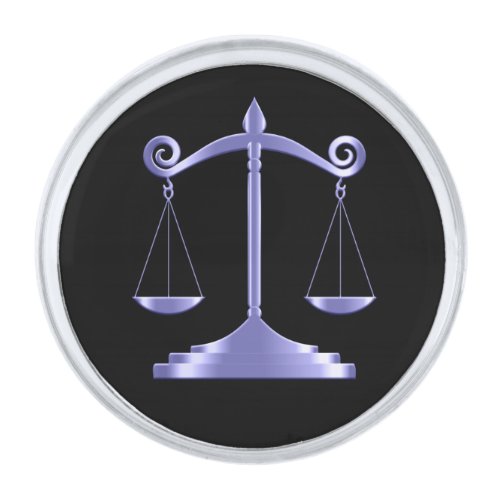 Black  Purple  Lawyer _ Scales of Justice  Silver Finish Lapel Pin