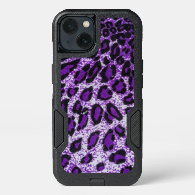 Black Purple Leopard Pattern Design Otterbox iPhone Case (Back)