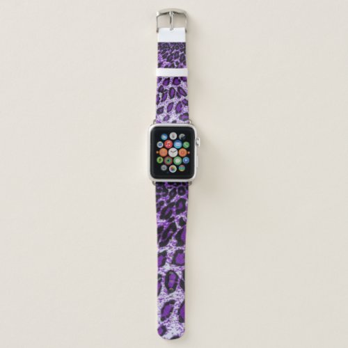 Black Purple Leopard Pattern Print Design Apple Watch Band