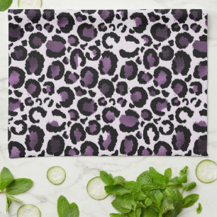 Black Purple Leopard Print Kitchen Towel