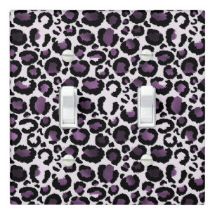Black Purple Leopard Print Light Switch Cover