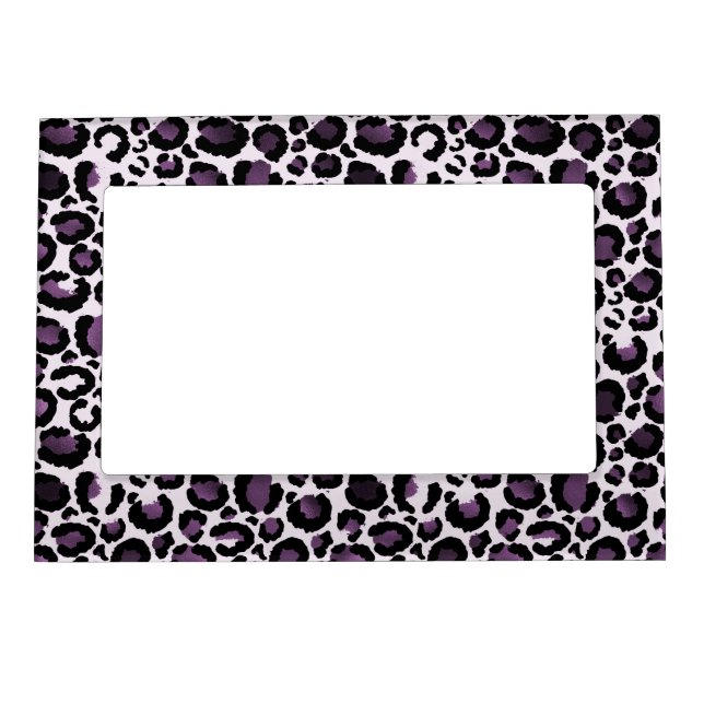 Black Purple Leopard Print Magnetic Frame (Front)