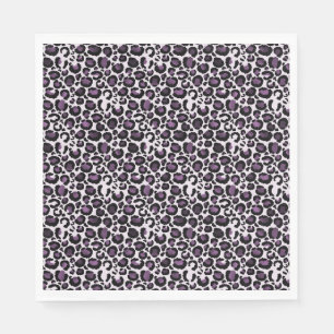 Black Purple Leopard Print Napkins