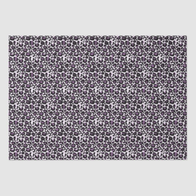 Black Purple Leopard Print Tissue Paper (Front)