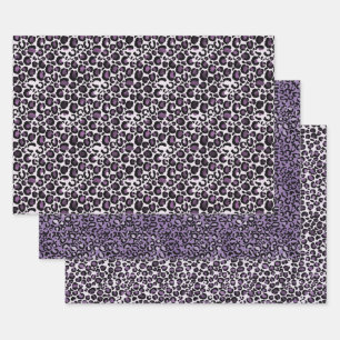 Black Purple Leopard Print Wrapping Paper Sheets