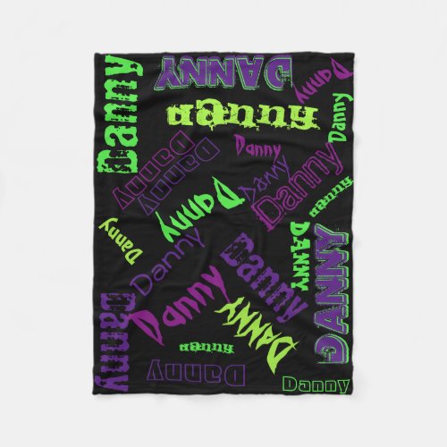 Black Purple Lime Green Neon Blanket Name Collage