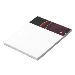Black Purple Marble Agate Chic Gold Luxury Elegant Notepad