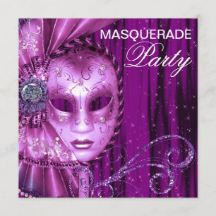 Black Purple Masquerade Party Invitation