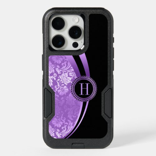 Black  Purple Modern Geometric Design iPhone 15 Pro Case