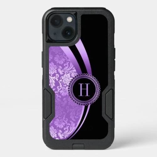 Black  Purple Modern Geometric Design iPhone 13 Case