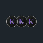 Black Purple Monogram Golf Ball Marker<br><div class="desc">These simple,  modern golf ball markers with your first name in a trendy script font in white and your first initial in a modern cap font in purple on black are perfect for you.  They're stylish and trendy and yet very classic. They're unique - like you!</div>