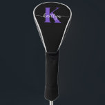 Black Purple Monogram Golf Head Cover<br><div class="desc">These simple, modern golf club covers with your first name in a trendy script font in white and your first initial in a modern cap font in purple on black are perfect for you. They're stylish and trendy and yet very classic. They're unique - like you! Get them for all...</div>