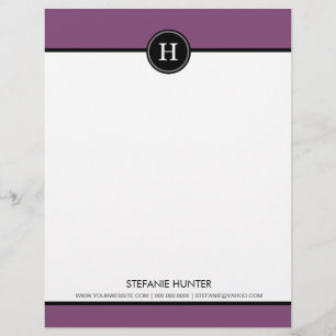 Black & Purple Monogram Letterhead